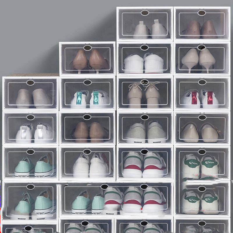 Thickened shoe box storage box transparent shoes shoe cabinet artifact shoe drawer storage box-type finishing box plastic simple shoe rack