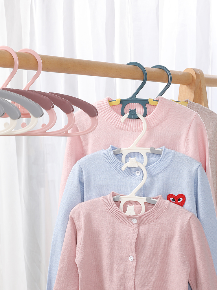 Children hanger multifunction baby big child clothes hanging newborn clothes hanger small number baby clothes hanger anti-slip for home