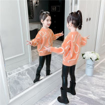 Girls Mink Fleece Sweater 2021 New Autumn and Winter Clothes Western Style Childrens Clothing Big Boys Girls Pullover Knitted Bottoming Shirts