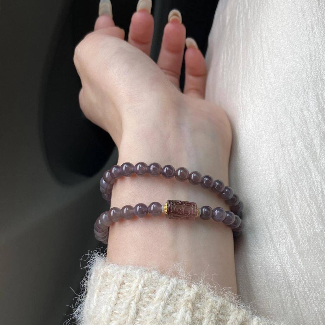 Outlet Brand Clearance Sale Discount Bargain Light Luxury Versatile Smoky Purple Double-Circle Bracelet Accessory