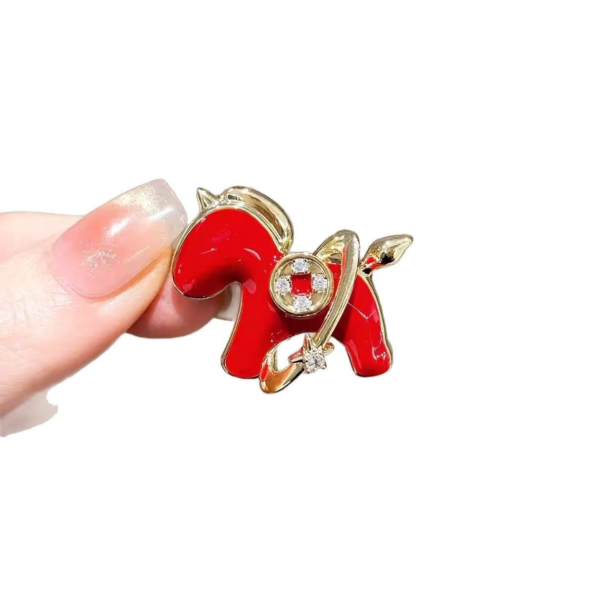 Outlet Brand Clearance Sale Discount Bargain Luxury Red Pony Coin Brooch Accessory