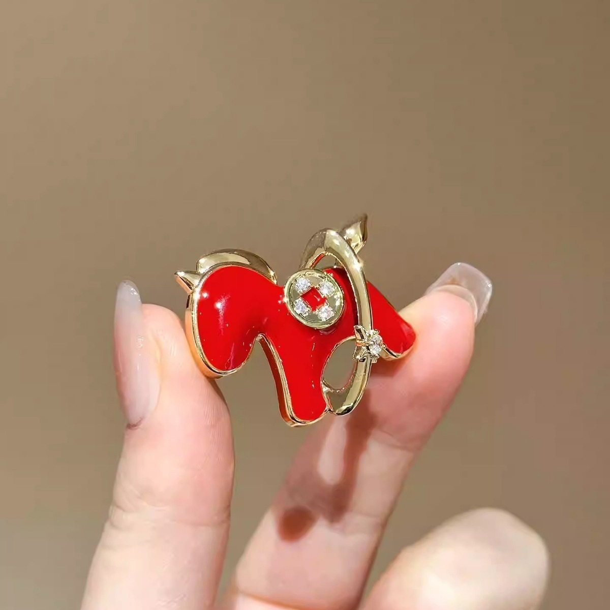 Outlet Brand Clearance Sale Discount Bargain Luxury Red Pony Coin Brooch Accessory