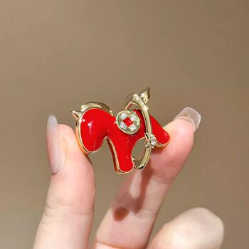 Outlet Brand Clearance Sale Discount Bargain Luxury Red Pony Coin Brooch Accessory