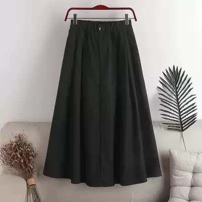 New Miss dress shop women's skirt a button waist elastic Medium-length dress fashion versatile temperament comfortable