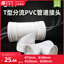 CMYO Kemeiwo T-type shunt PVC plastic three-way pipe joint Pipe fan fume exhaust fan accessories