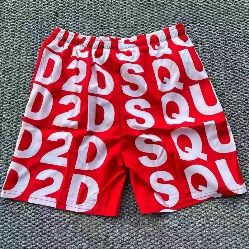Trendy D2 Shorts, Summer Beach Shorts for Men and Women, Luxury Maple Leaf Beach Shorts, Red Lettered Trendy Brand Pants