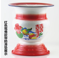 Old-fashioned enamel portable toilet with lid adult pregnant woman large tall toilet home elderly spittoon thickened