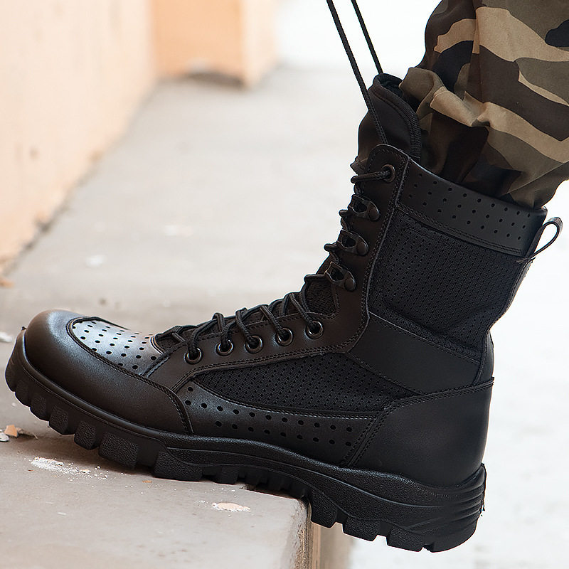 Men's four seasons for training boots Breathable Desert Boots Nylon Canvas Warfare Training Boots Non-slip High Cylinder Men Combat Boots BOOTS