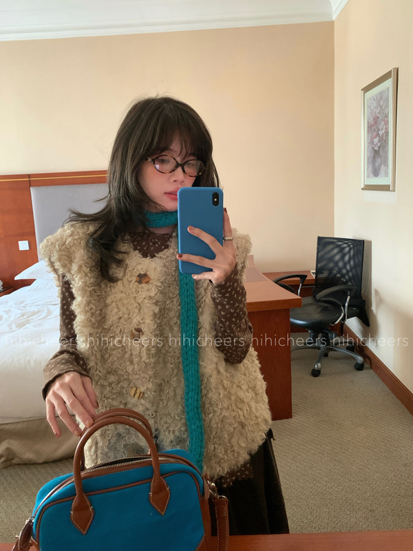 Cheers! Perm Little Brown Bear Korean Style Vest Waistcoat Lamb Wool Tank Top for Women Cheers! Perm Little Brown Bear Korean Style Vest Waistcoat Lamb Wool Tank Top for Women