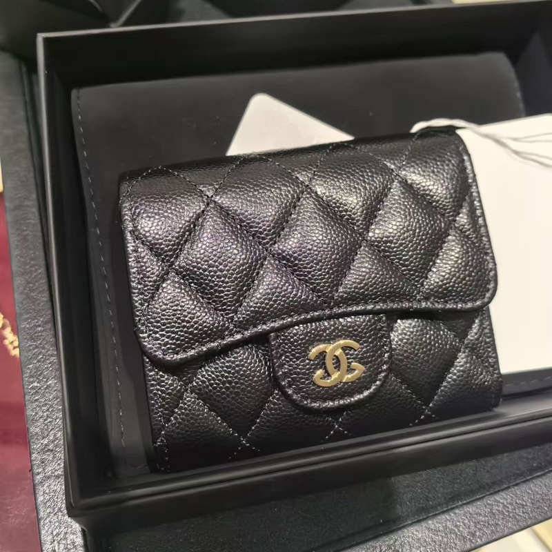 Women's Wallet 2026 New Model Black Caviar Leather Flip Wallet Portable Card Holder Coin Purse Short Wallet Women's Wallet 2026 New Model Black Caviar Leather Flip Wallet Portable Card Holder Coin Purse Short Wallet
