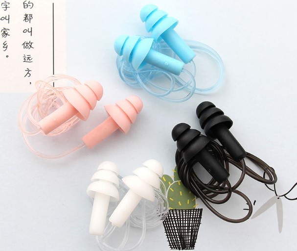Sleeping soft silicone earplugs anti-noise swimming spiral waterproof student test special belt 4 pairs of boxed sound insulation