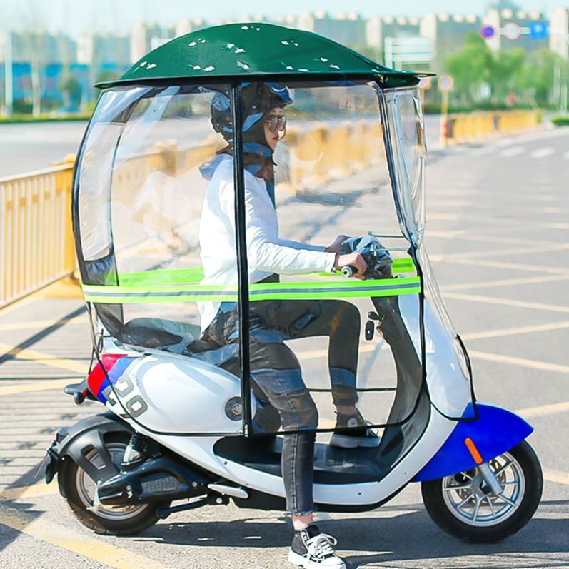 Electric car can shrink canopy two-wheel sunshade new small anti-wind net red increase reinforcement folding