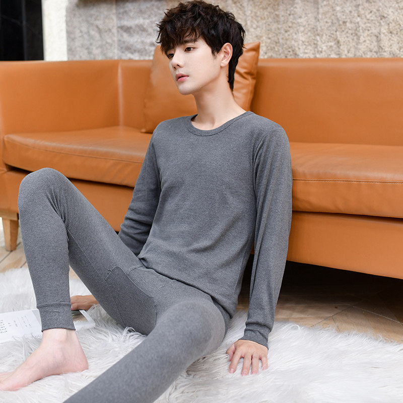 Men's all cotton autumn sweater pants 13 - 15 years old thin wear coat and thicken heat underwear suit