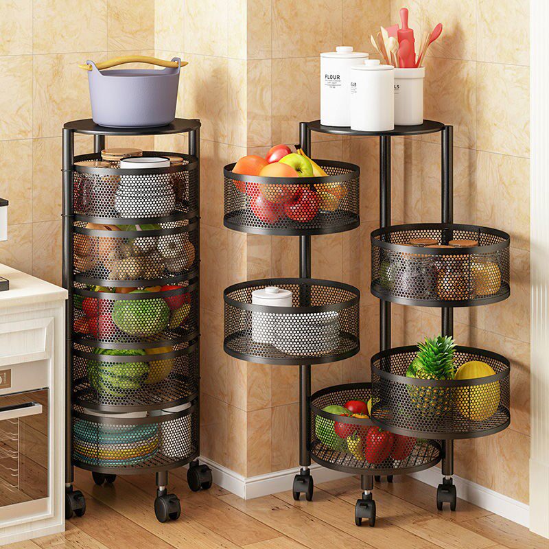 Rotary shelving kitchen special floor multilayer fruit and vegetable containing basket round home Multi-functional shelving