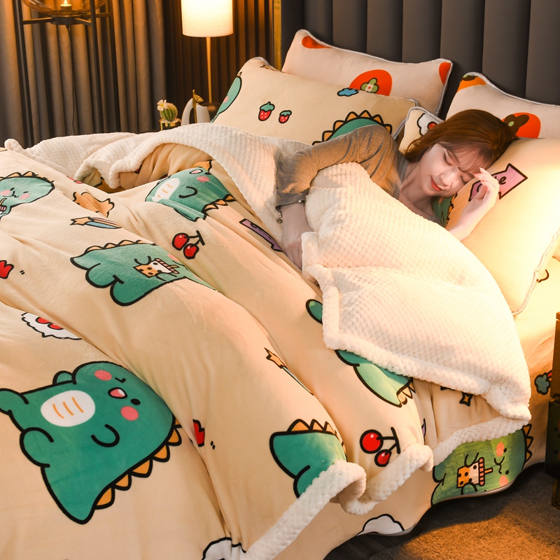 Dual-purpose plus quilt cover thickened winter winter quilt cover blanket piece coral blanket fluffy single velvet flannel milk
