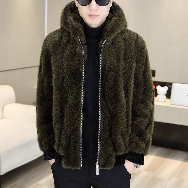 Romon Spring and Autumn Jacket Men's Gold Mink Velvet Coat Trendy Casual Winter Thickened Fur Coat Stylish Romon Spring and Autumn Jacket Men's Gold Mink Velvet Coat Trendy Casual Winter Thickened Fur Coat Stylish