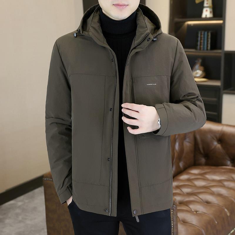 Romon Light Luxury Men's down Jacket, Spring and Autumn Hooded Cold-Proof Coat, Korean Style Slim Fit Casual Versatile Warm Men's Top