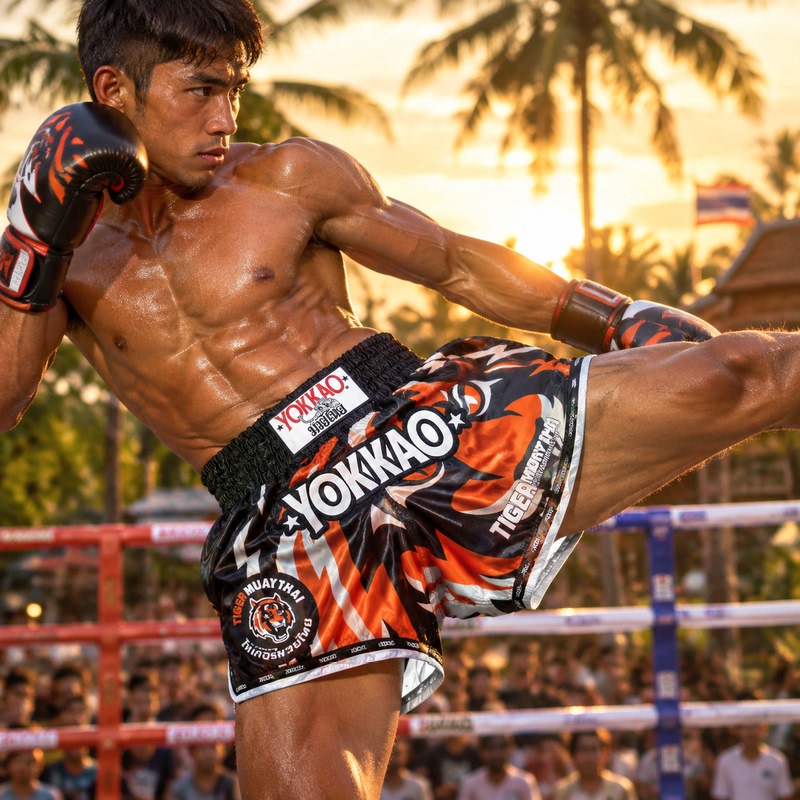 Muay Thai Shorts Thailand Yokkao Tiger Mt Poar Co-Branded Limited Edition Free Fighting Sanda Competition Uniform