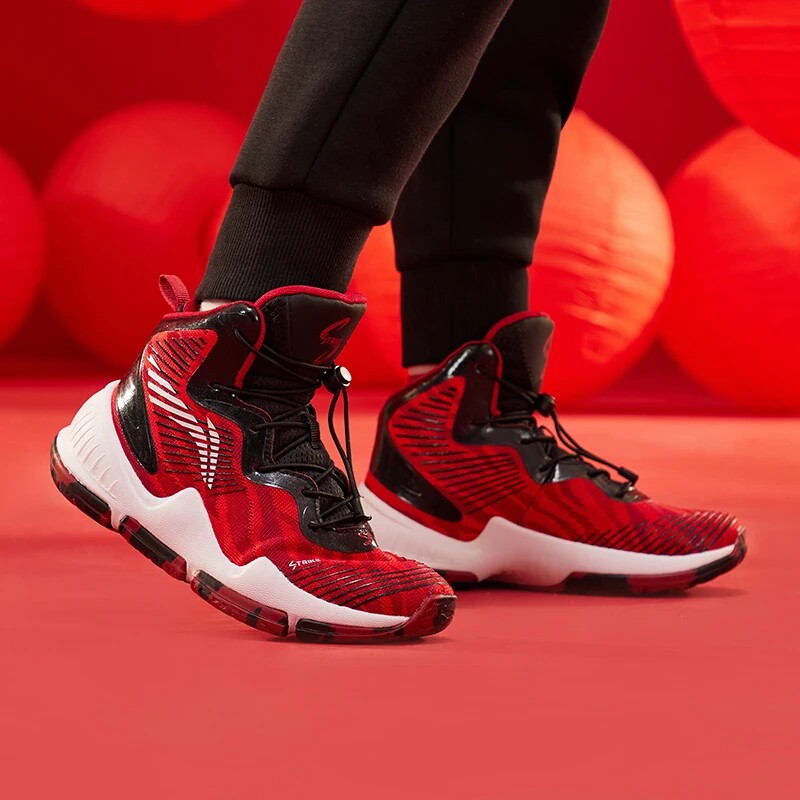 Li Ning men's and women's big boy Strike strong attack shock-absorbing rebound mid-tube children's basketball shoes student sports shoes YKBP006