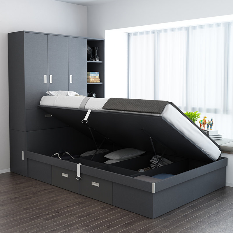 Nordic Wardrobe Bed Combined with Simple Small Household Modern Air Pressure Storage Bed for Children Tatami Bed