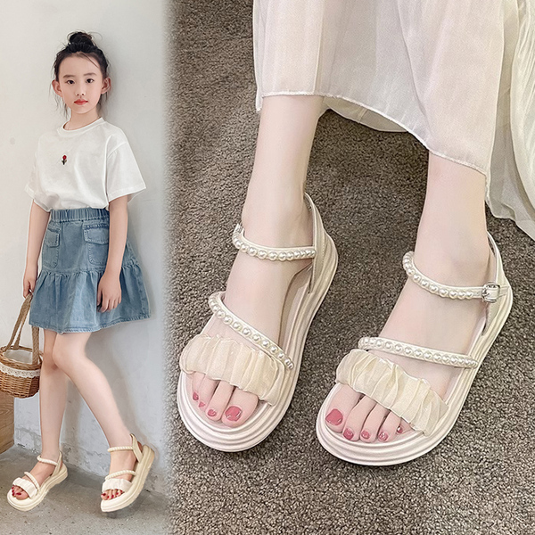 Girls' Sandals 2026 New Style Princess Trendy Beach Shoes for Older Children Casual Sports Shoes Soft-Soled Roman Shoes Trendy