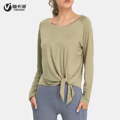 Vecalo vincrox yoga clothes women's tops fitness running sports breathable loose casual long-sleeved T-shirt women