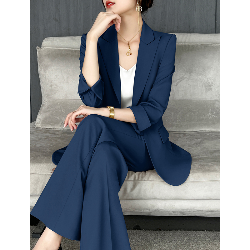 Summer Suit Set for Women, Nine-Quarter Sleeves, Thin Blue Style, Elegant and Professional, Goddess Style Suit, Two-Piece Set, Makes You Look Fairer Summer Suit Set for Women, Nine-Quarter Sleeves, Thin Blue Style, Elegant and Professional, Goddess Style Suit, Two-Piece Set, Makes You Look Fairer