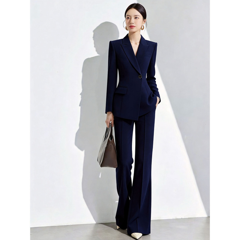Navy Blue Workplace Business Suit for Women, Slim Fit, Elegant and Sophisticated, Suitable for Commuting, Formal Wear, Professional Jacket for Spring and Autumn