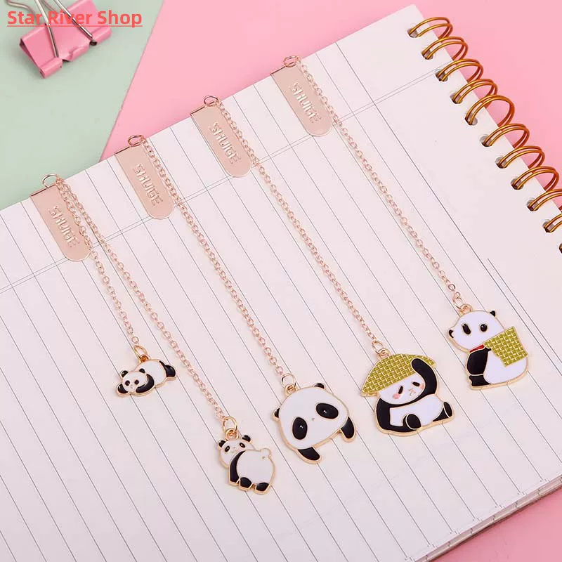 Kawaii pandа металлические закладки подвеска Закладки для книг Креативные Студ
