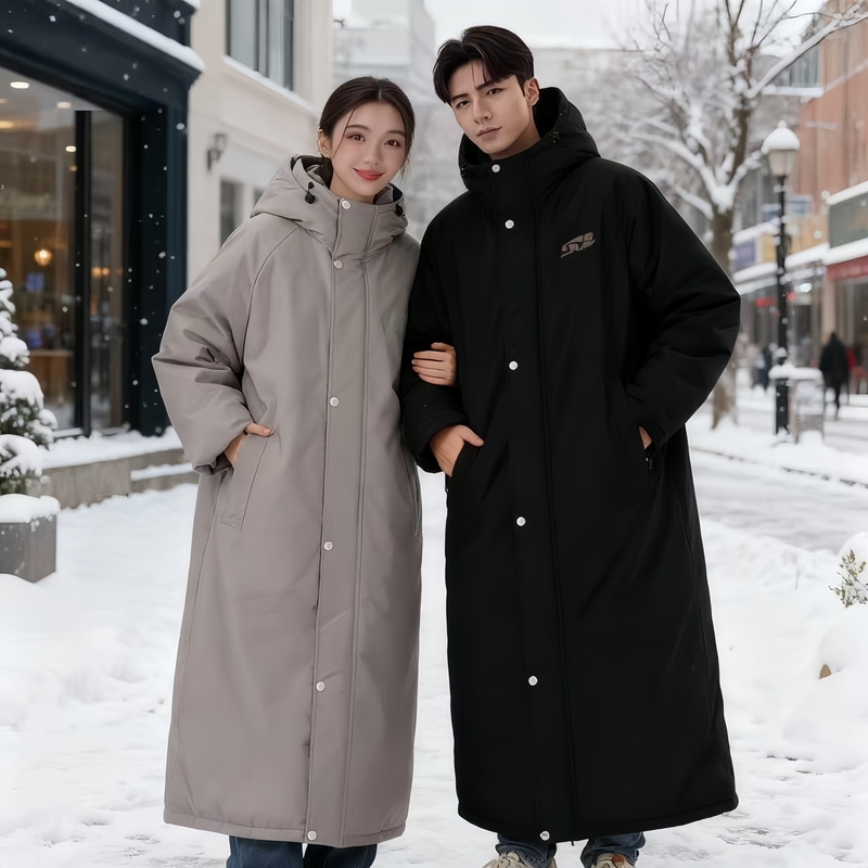 Winter Cotton Long Coat for Men and Women, Cold-Proof One-Piece Clothing, Northeast Cotton-Padded Jacket, Loose Windproof and Waterproof Military Coat