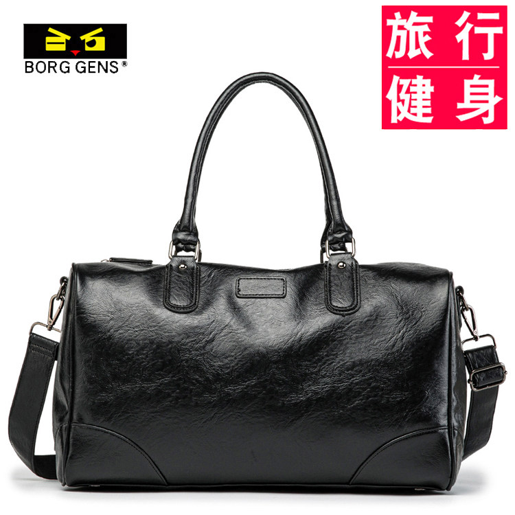 borggens travel bag men's hand-held one-shoulder messenger bag large-capacity leather bag business travel luggage bag fitness bag