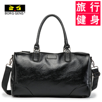 borggens travel bag mens hand single shoulder diagonal satchel large capacity leather bag business trip luggage bag fitness bag