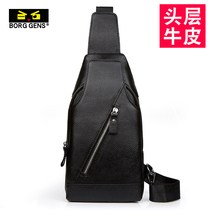 borggens Chest Bag Men Genuine Leather Soft Leather Casual Men bag Bull Leather Single Shoulder Sloppy Satchel Chest front small backpack purse