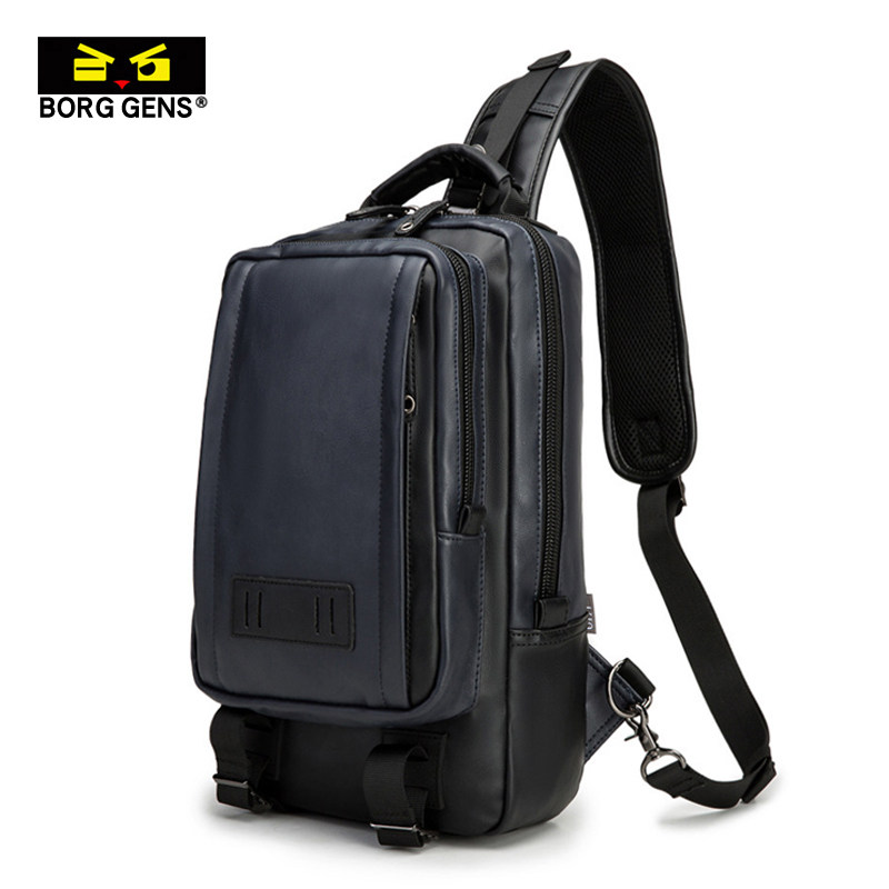 borggens messenger bag men's casual Korean version of the chest bag tide brand single shoulder bag multi-functional diagonal backpack large capacity