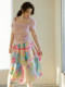 PLUSMALL Rococo Orchard Imitation Tencel Print 2024 Early Summer Art Pop Style Suspender Skirt