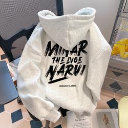 American High Street Niche Trendy Brand Heavyweight Hooded Sweatshirt for Men, New Autumn and Winter Fleece-Lined Thick Loose Hooded Jacket