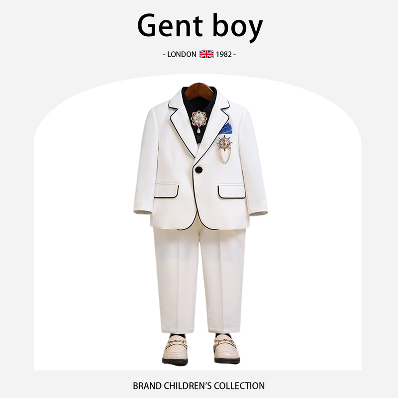 Gent Boy Children's Suit Set for Spring and Autumn, High-End Formal Wear for Boys, Stylish British Style Small Suit for Performances and Hosting Gent Boy Children's Suit Set for Spring and Autumn, High-End Formal Wear for Boys, Stylish British Style Small Suit for Performances and Hosting