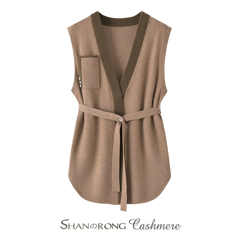 Enhance Your Slender Figure~100% Pure Cashmere Cardigan for Women, Mid-Length, Thickened for Autumn and Winter, Warm Vest with Tie, Outerwear Enhance Your Slender Figure~100% Pure Cashmere Cardigan for Women, Mid-Length, Thickened for Autumn and Winter, Warm Vest with Tie, Outerwear
