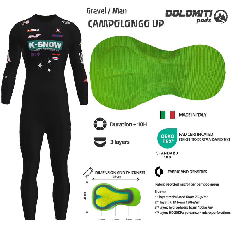 K-Snow Autumn and Winter Fleece-Lined Cycling Suit Dolomiti200 Density Cushion--Xingchi 8-18 Degrees