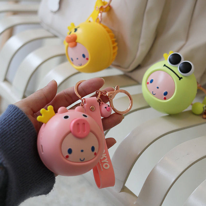  Small Fan Portable Key Button $$ New Mirror Three-in-one Cartoon Crown Monkey Usb Charging Cute New