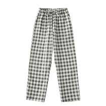 Sleeping Pants Woman Pure Cotton Plaid Gauze Couple Long Pants Spring Autumn Outside Wearing Home Pants Full Cotton Pyjamas Summer Mens Home Pants