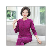 Middle-aged and elderly autumn clothes long johns pure cotton cardigan mothers thermal underwear thin cardigan cotton sweater suit for the elderly women