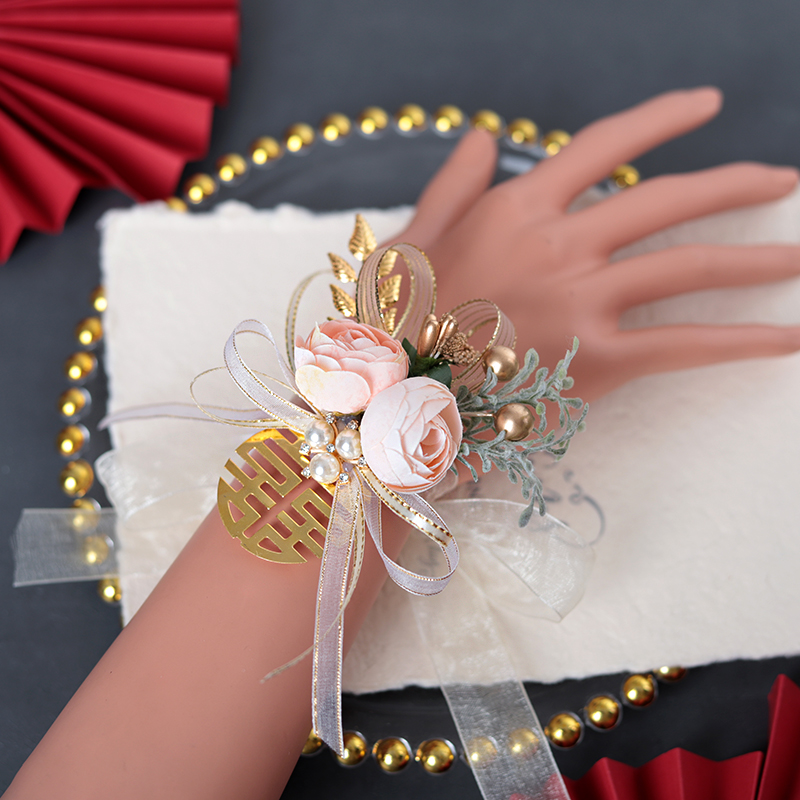 Sen-champagne bride wrist bride bride brothers flower Korean married groom bridesmaid bra wedding