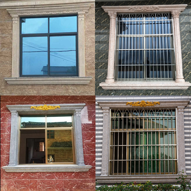 Window mold European villa cement exterior wall decorative window cover Window arch line with flower Roman column building template