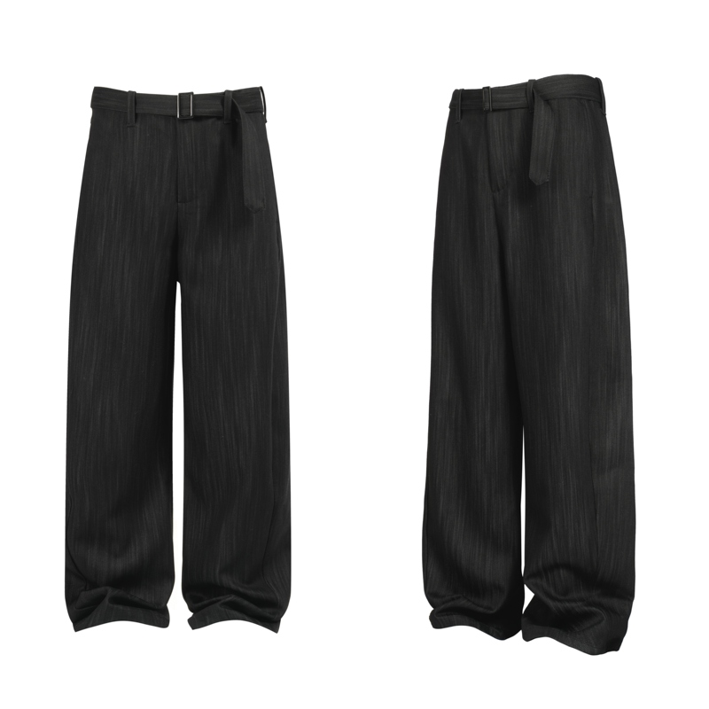 Dert Vibe Tree Texture Raw Leather Ribbon Dress Pants Tencel Acetate Micro-Bend Knife Belt Trousers Dert Vibe Tree Texture Raw Leather Ribbon Dress Pants Tencel Acetate Micro-Bend Knife Belt Trousers