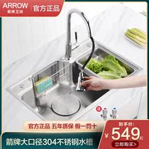  WRIGLEY kitchen embedded 304 stainless steel sink Single slot large diameter vegetable wash basin Table basin sink