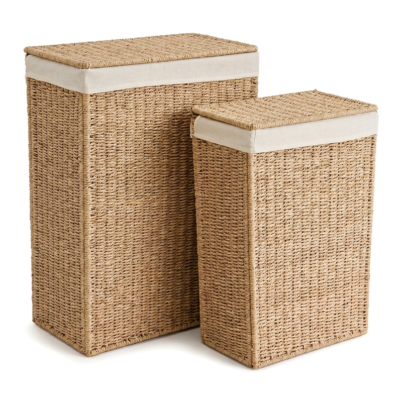 Simple Pastoral Style Dirty Clothes Basket with Lid, Storage Basket for Household Clothes, Living Room, Balcony, Handle, Paper Rope Woven Organizing Basket Simple Pastoral Style Dirty Clothes Basket with Lid, Storage Basket for Household Clothes, Living Room, Balcony, Handle, Paper Rope Woven Organizing Basket