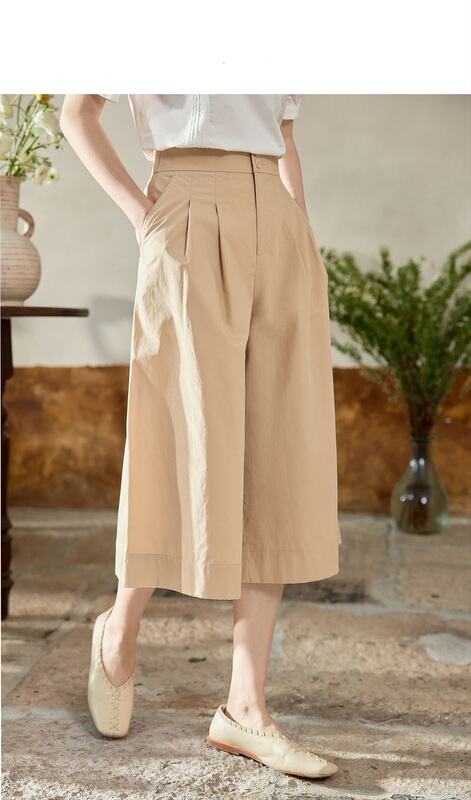 Pure Cotton Petite Skirt Pants for Women, 2026 Summer New Fashion High-Waisted Mid-Length Loose Casual Pants