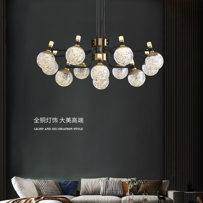 Shedeng all-copper light luxury living room chandelier post-modern minimalist atmosphere household dining room lamp high-end new Nordic lamps