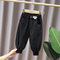 Boy Pants Spring Autumn Clothing 2021 New Bicolor Standard Baby Casual Long Pants Kiddie Elastic Pants Children Outwear Tide